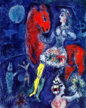 horse cats Painting - Horsewoman on Red Horse contemporary Marc Chagall